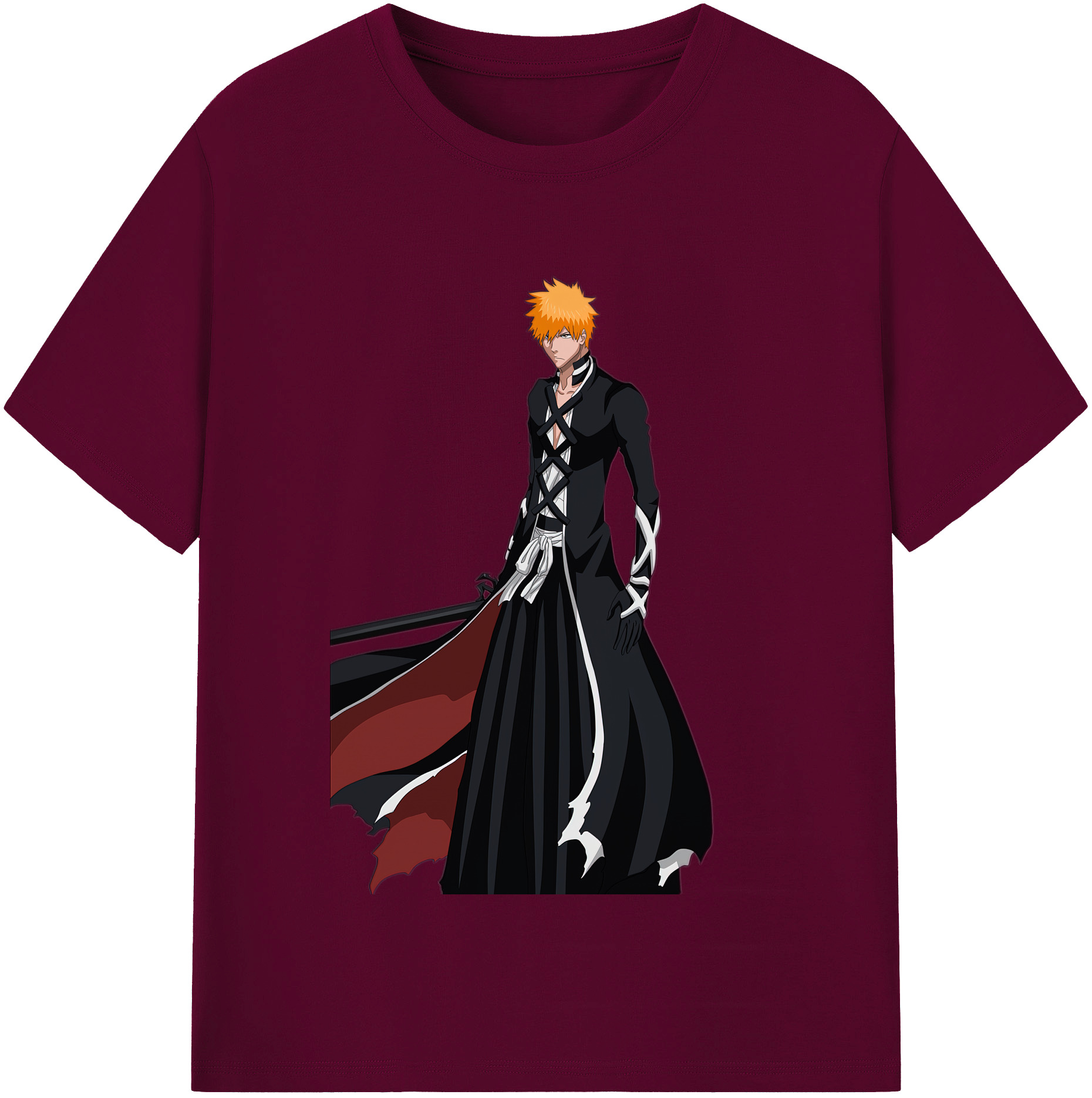 （画像用） ブリーチ 黒崎一護（くろさき いちご）BLEACH Kurosaki Ichigo レディースカジュアルプリントTシャツ（綿100％）